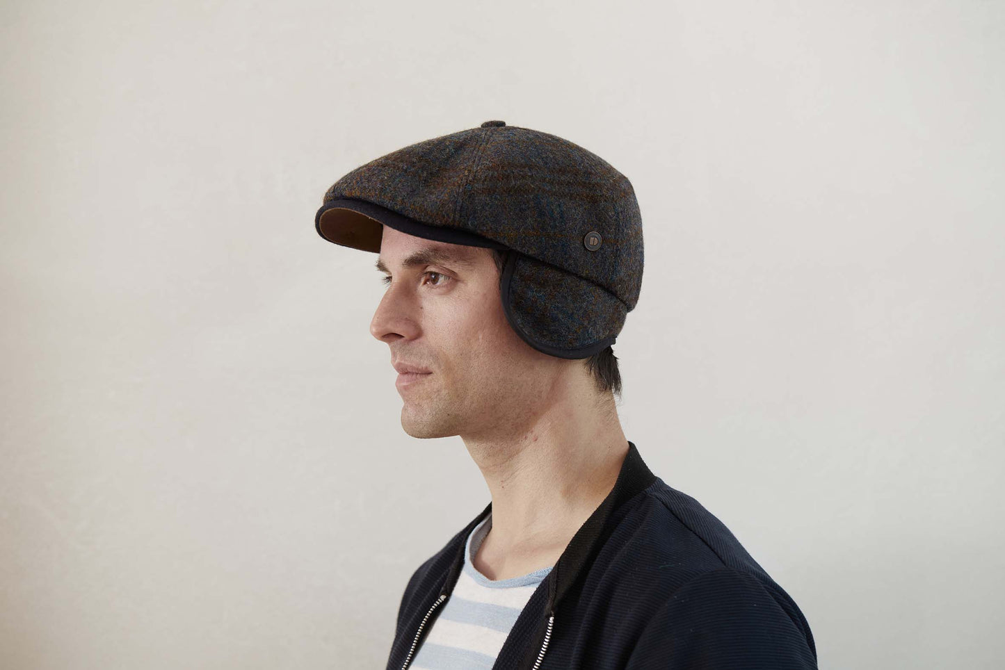 Aaron Harris Tweed wool cap with earflaps - Orchard