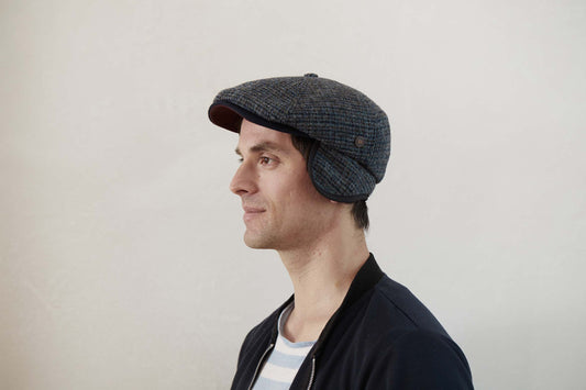 Aaron Harris Tweed wool cap with earflaps - Pebbles