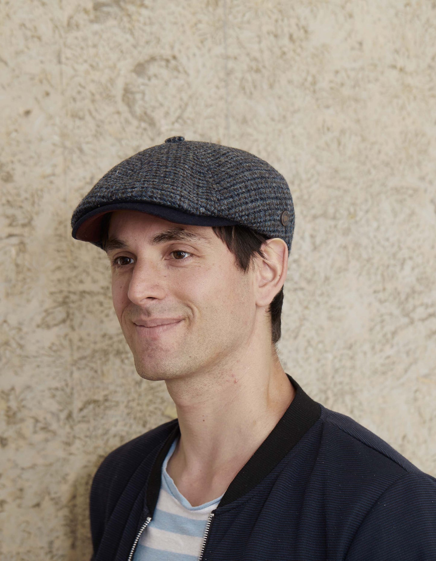Aaron Harris Tweed wool cap with earflaps - Pebbles