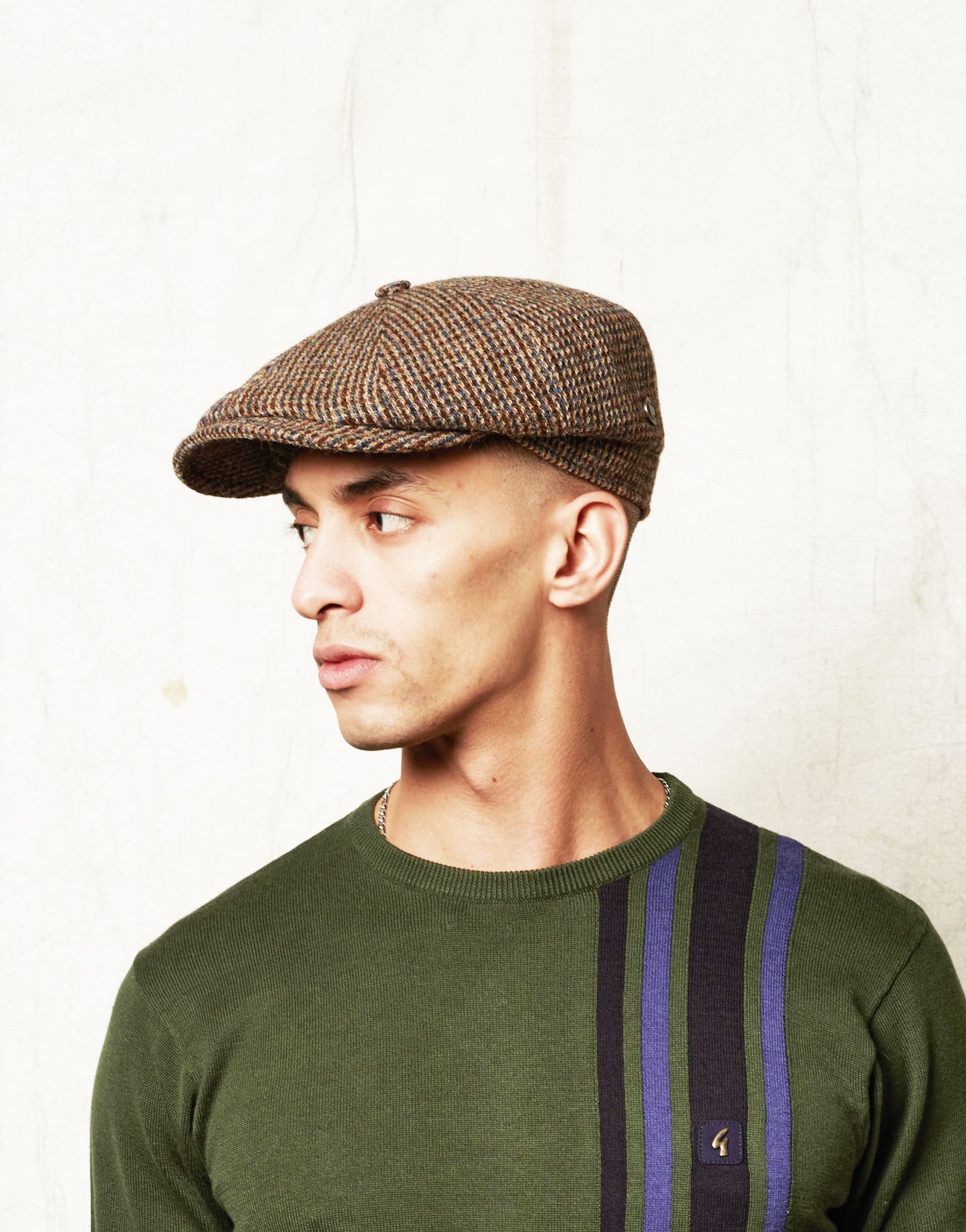 HARRISON - Heather - Harris Tweed Newsboy Cap