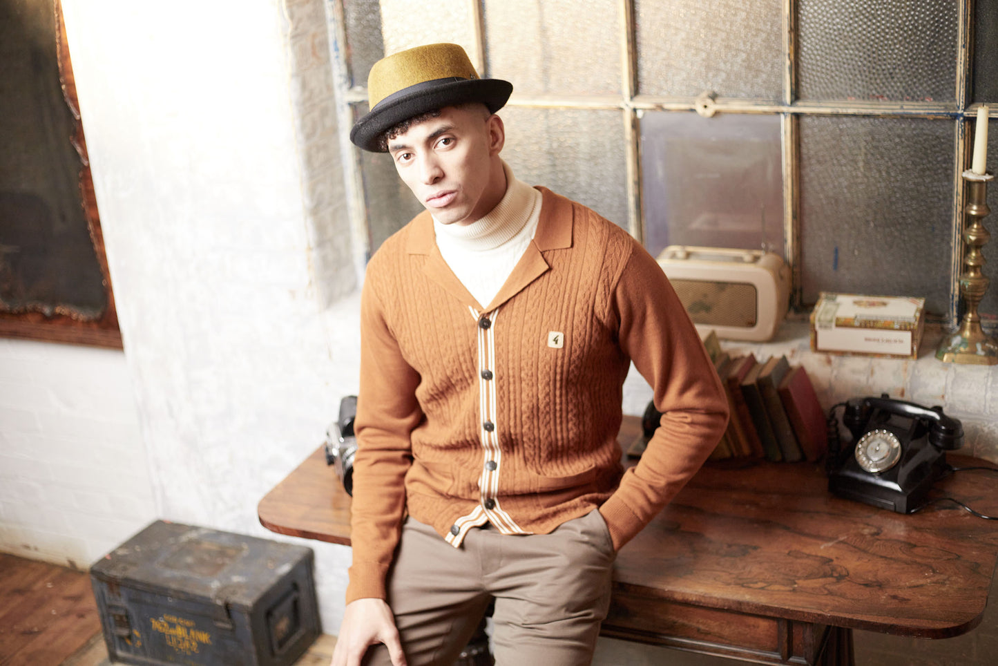 Jackson mustard wool felt porkpie hat