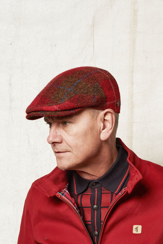 JUSTIN - Lava - Harris Tweed Flat Cap
