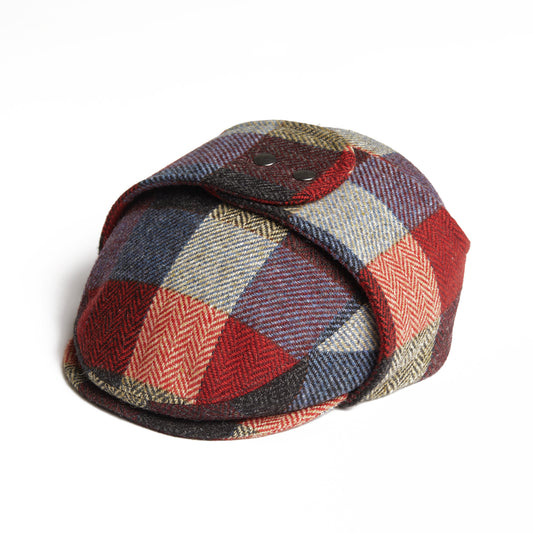 LOGAN tweed virgin wool cap with earflaps, Made in Italy cap - Sunrise