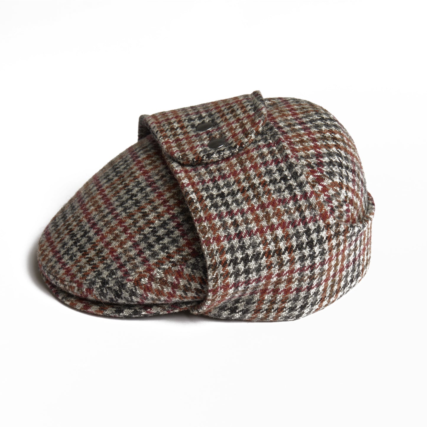 LOGAN tweed virgin wool cap with earflaps, Made in Italy cap - Saddle