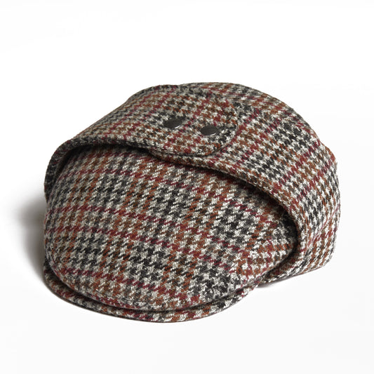 LOGAN tweed virgin wool cap with earflaps, Made in Italy cap - Saddle