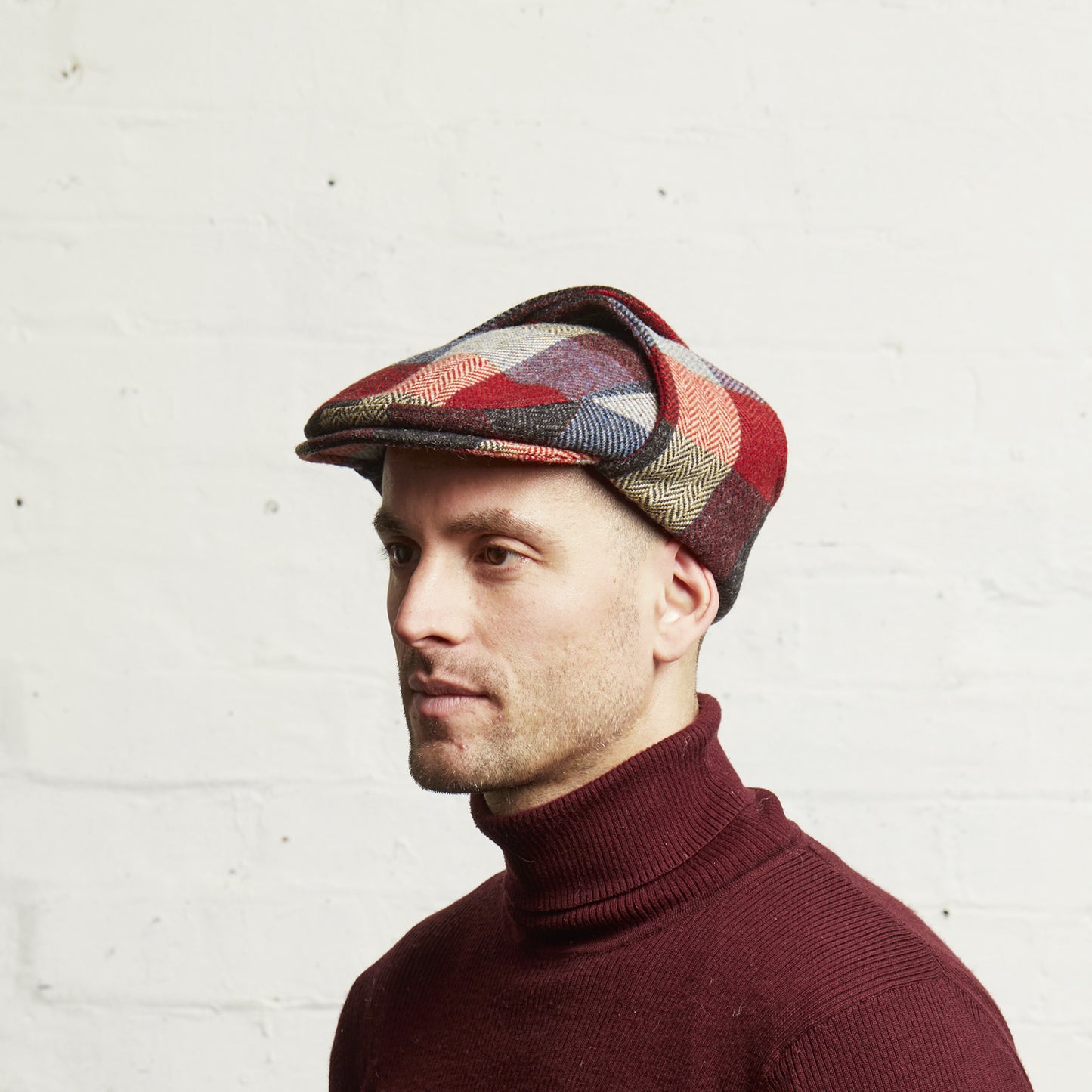 LOGAN tweed virgin wool cap with earflaps, Made in Italy cap - Sunrise