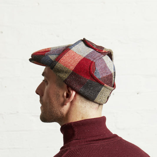 LOGAN tweed virgin wool cap with earflaps, Made in Italy cap - Sunrise