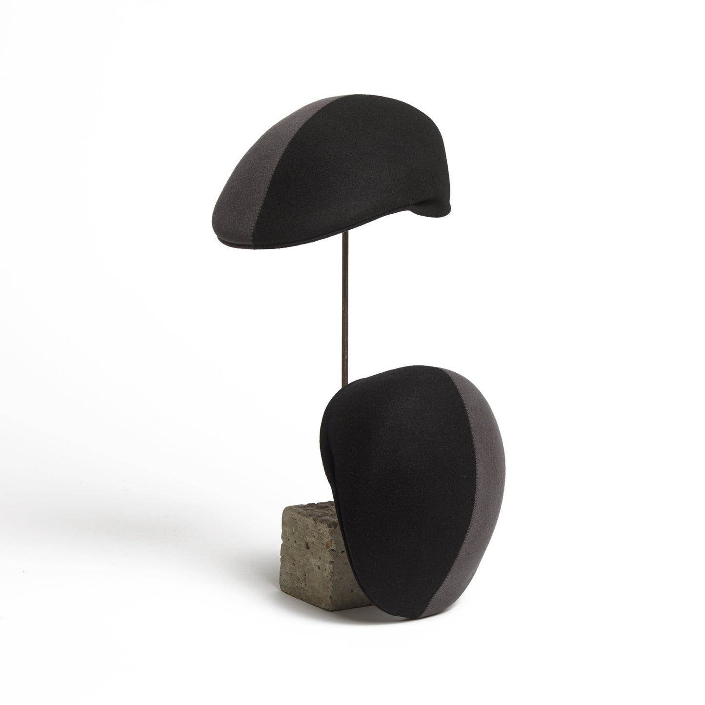 Presley Two-Tone Blocked Felt Cap - Grey Black