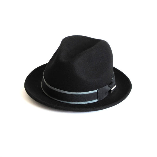 Robin wool felt two tone trilby fedora hat - Black