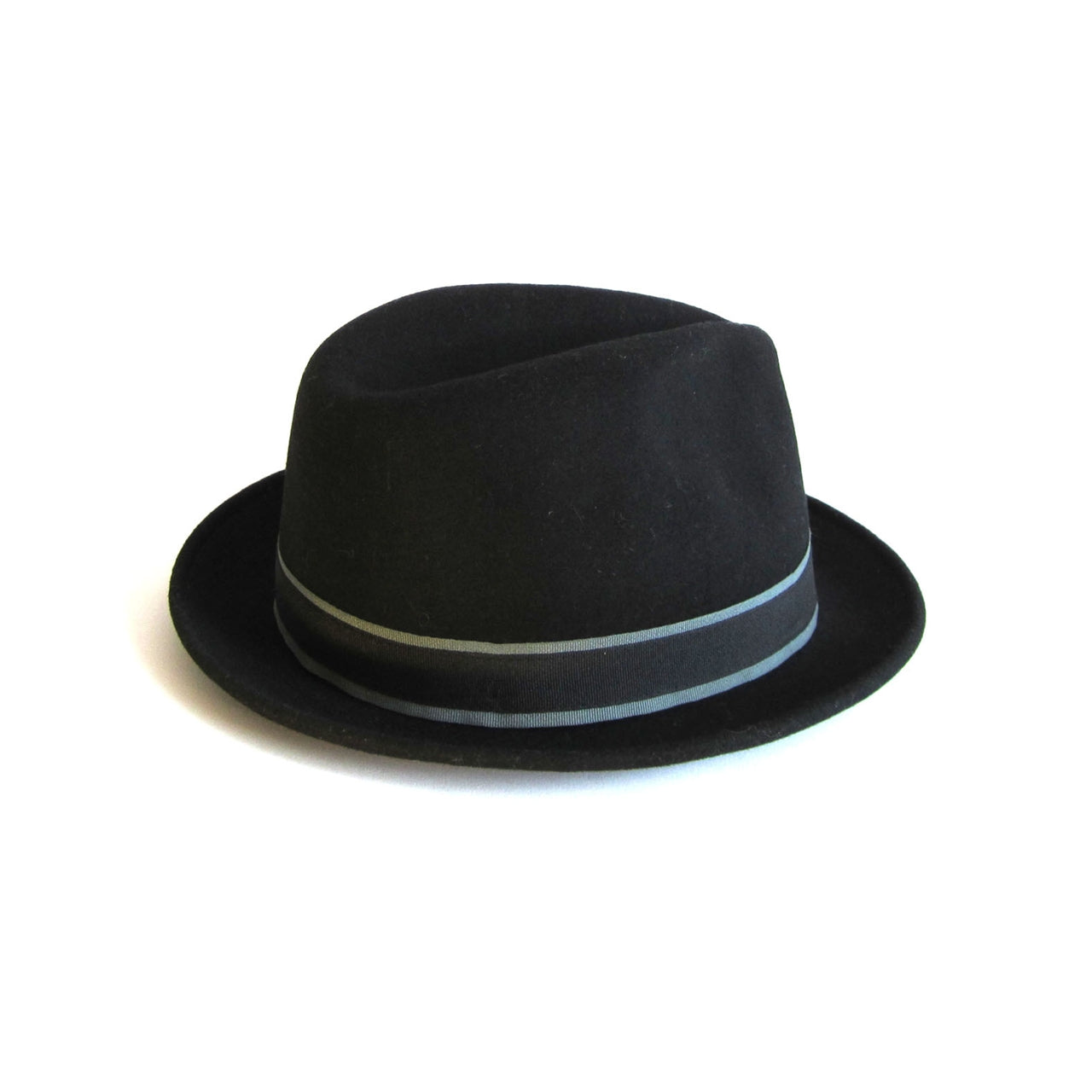 Robin wool felt two tone trilby fedora hat - Black