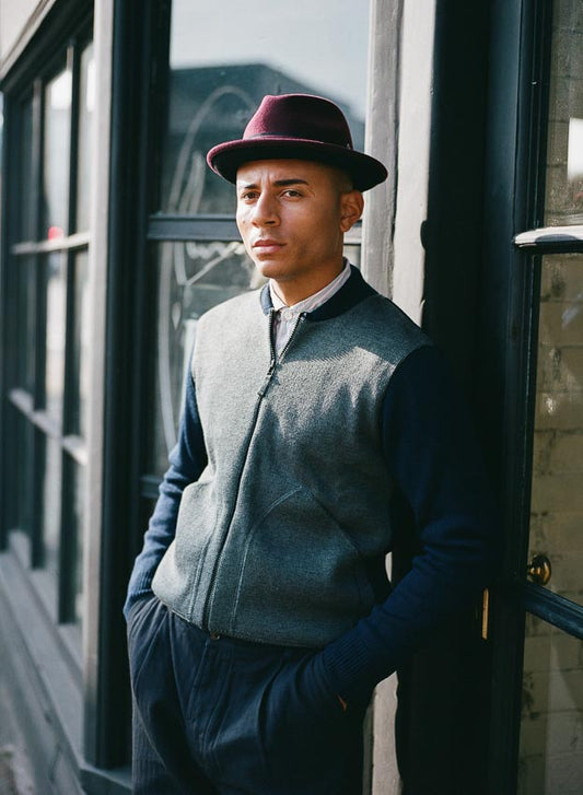 Robin wool felt two tone trilby fedora hat - Burgundy