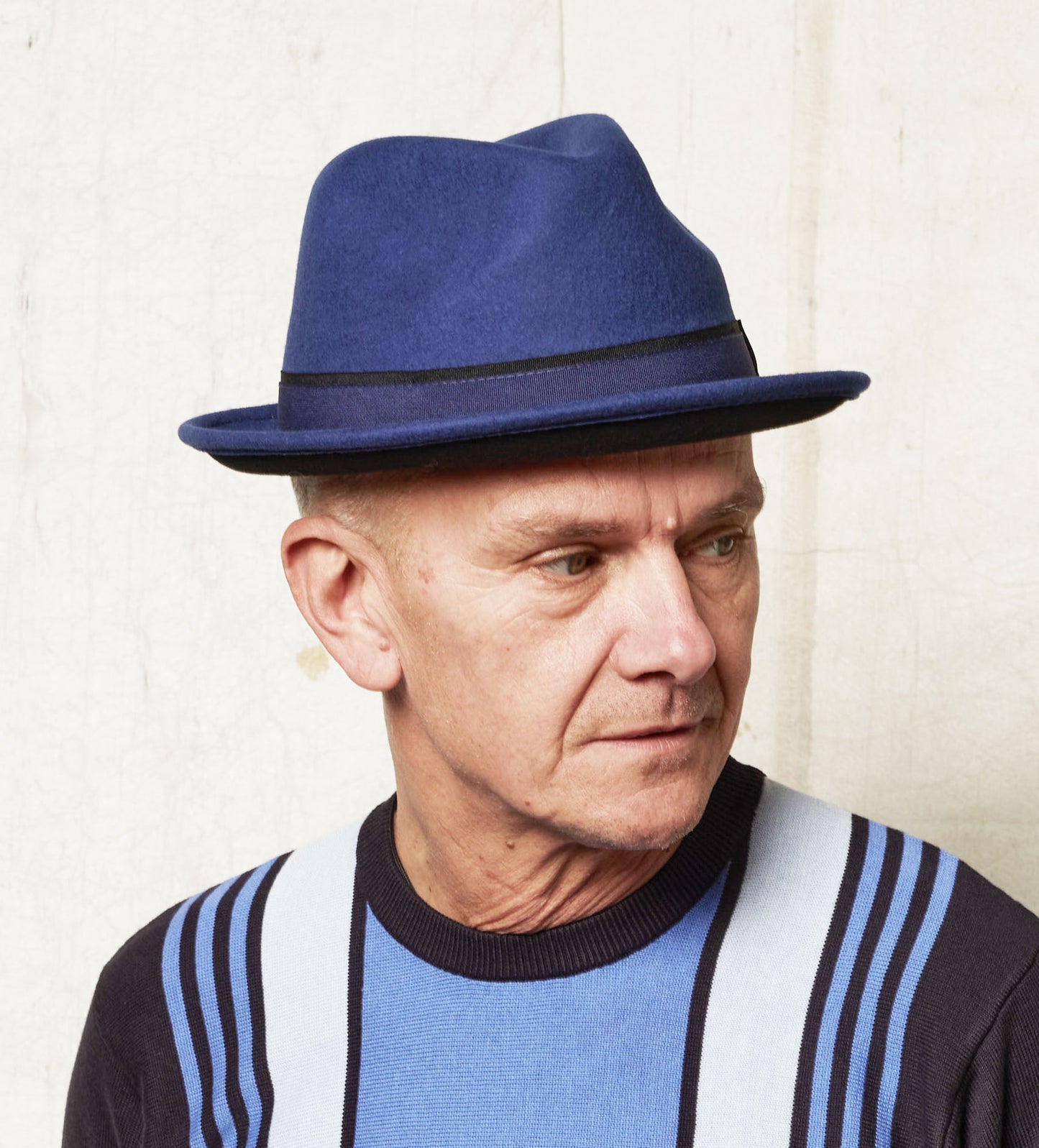 Robin wool felt two tone trilby fedora hat - Cobalt