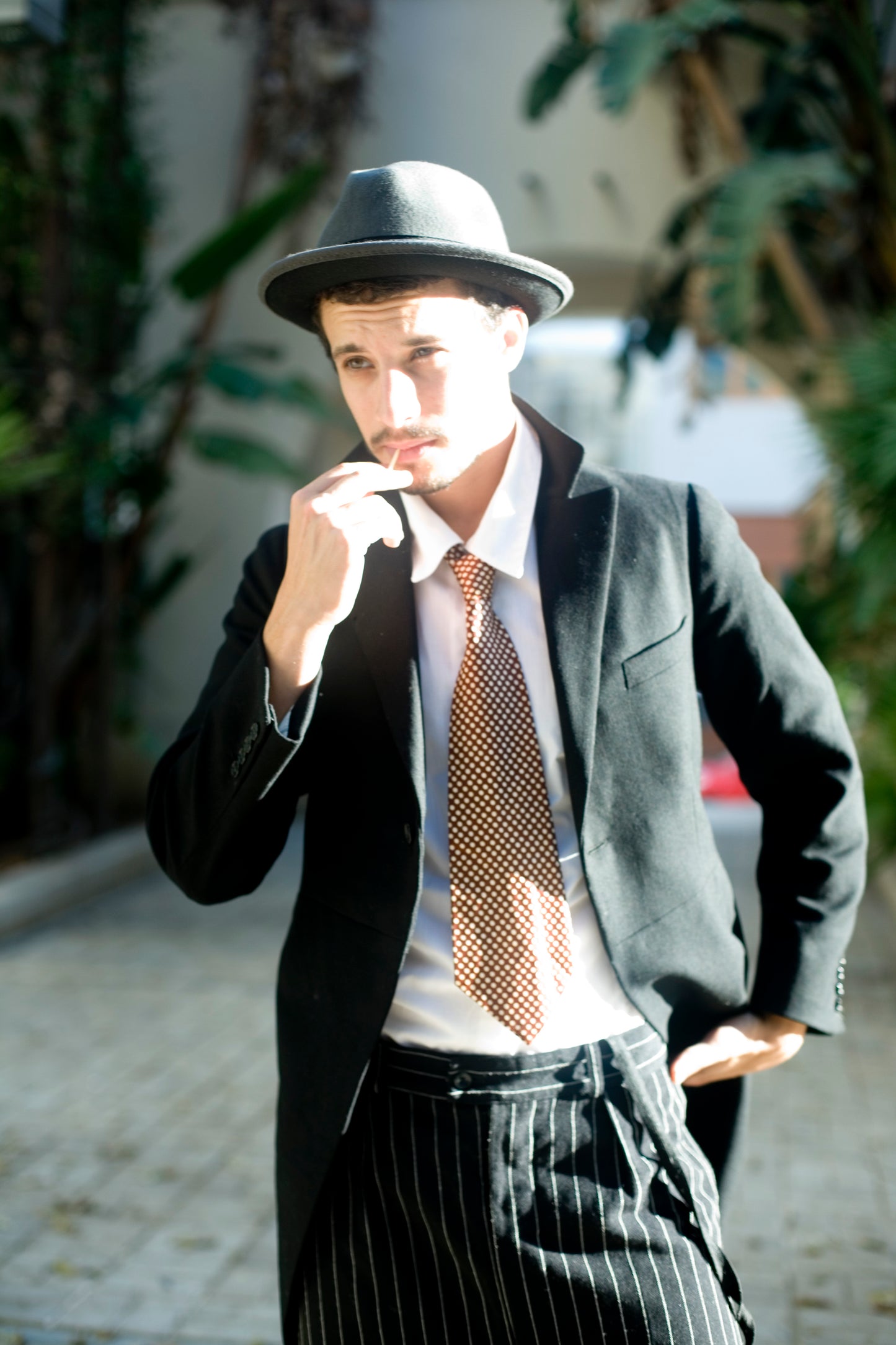 Robin wool felt two tone trilby fedora hat - Dk Grey