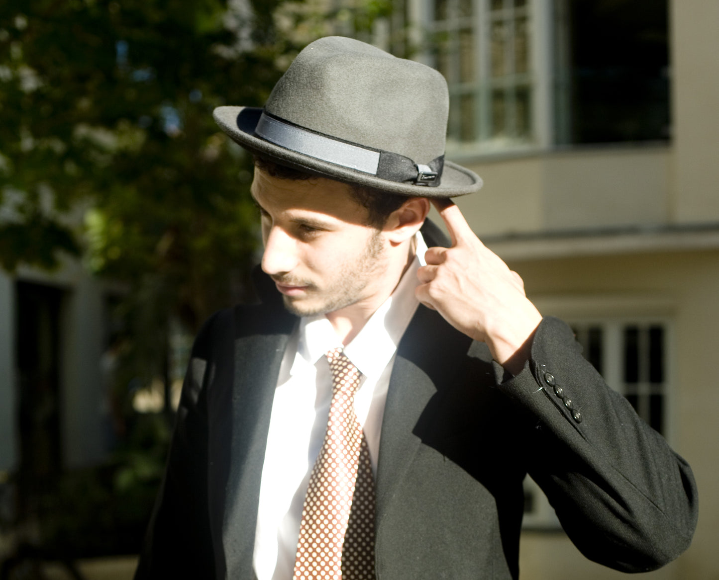 Robin wool felt two tone trilby fedora hat - Dk Grey
