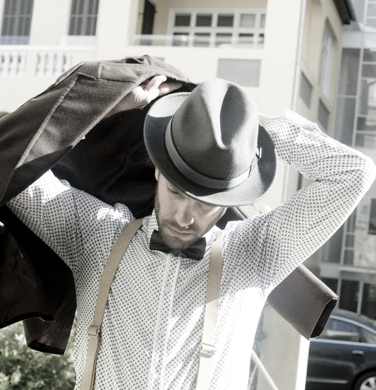 Robin wool felt two tone trilby fedora hat - Dk Grey