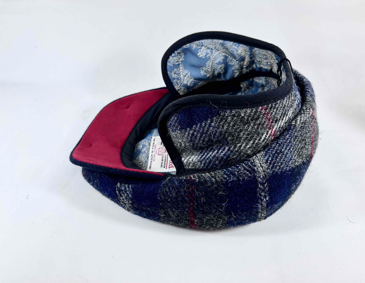 Aaron Harris Tweed wool cap with earflaps - Indigo