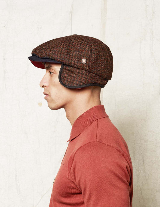 Aaron Harris Tweed wool cap with earflaps - Maroon