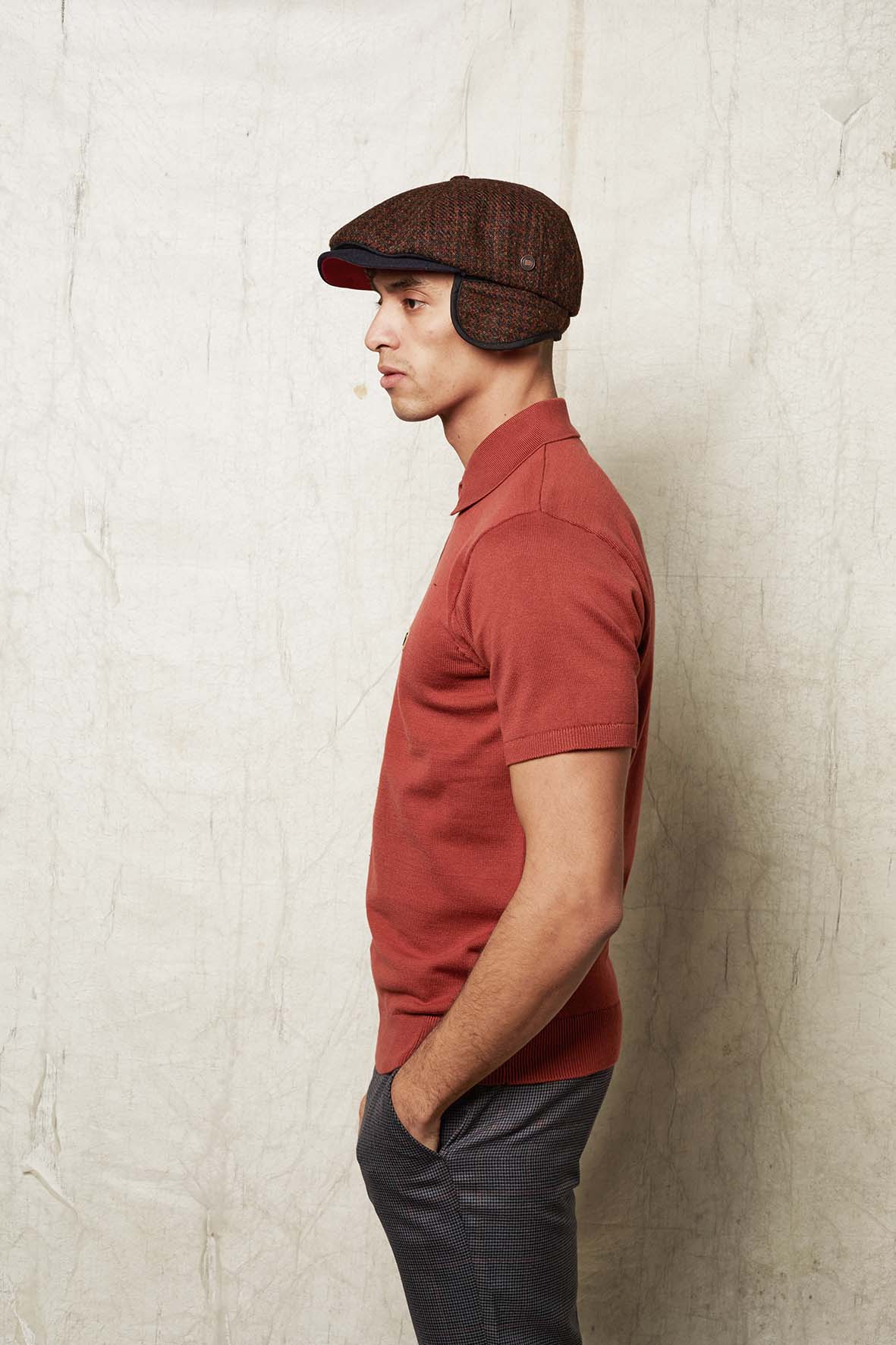 Aaron Harris Tweed wool cap with earflaps - Maroon