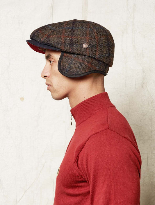 Aaron Harris Tweed wool cap with earflaps - Woodlands