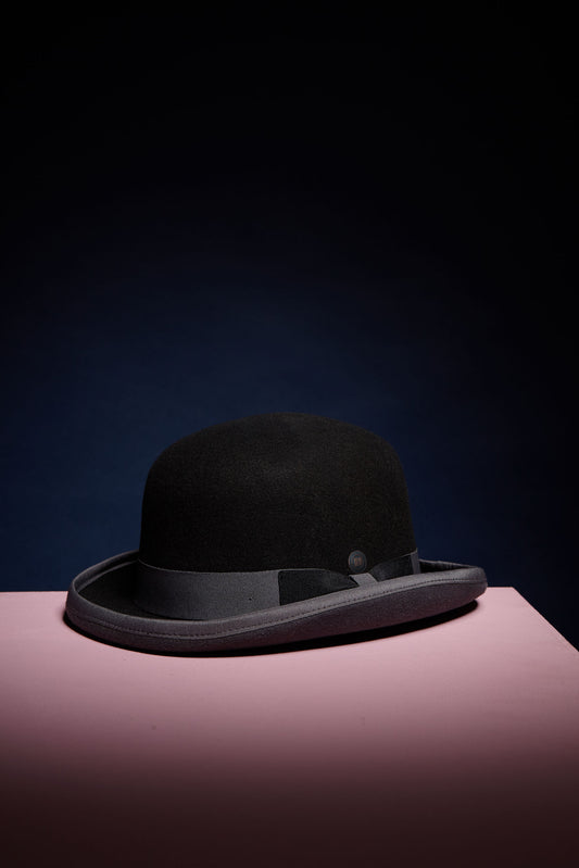 Brooke black/Grey wool felt bowler derby hat