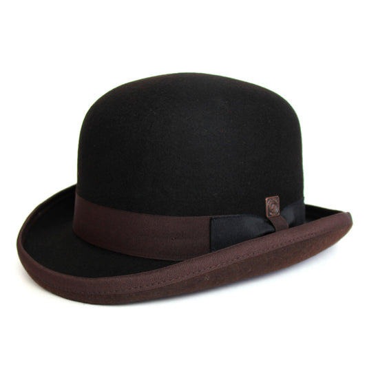 Brooke black/brown wool felt bowler derby hat