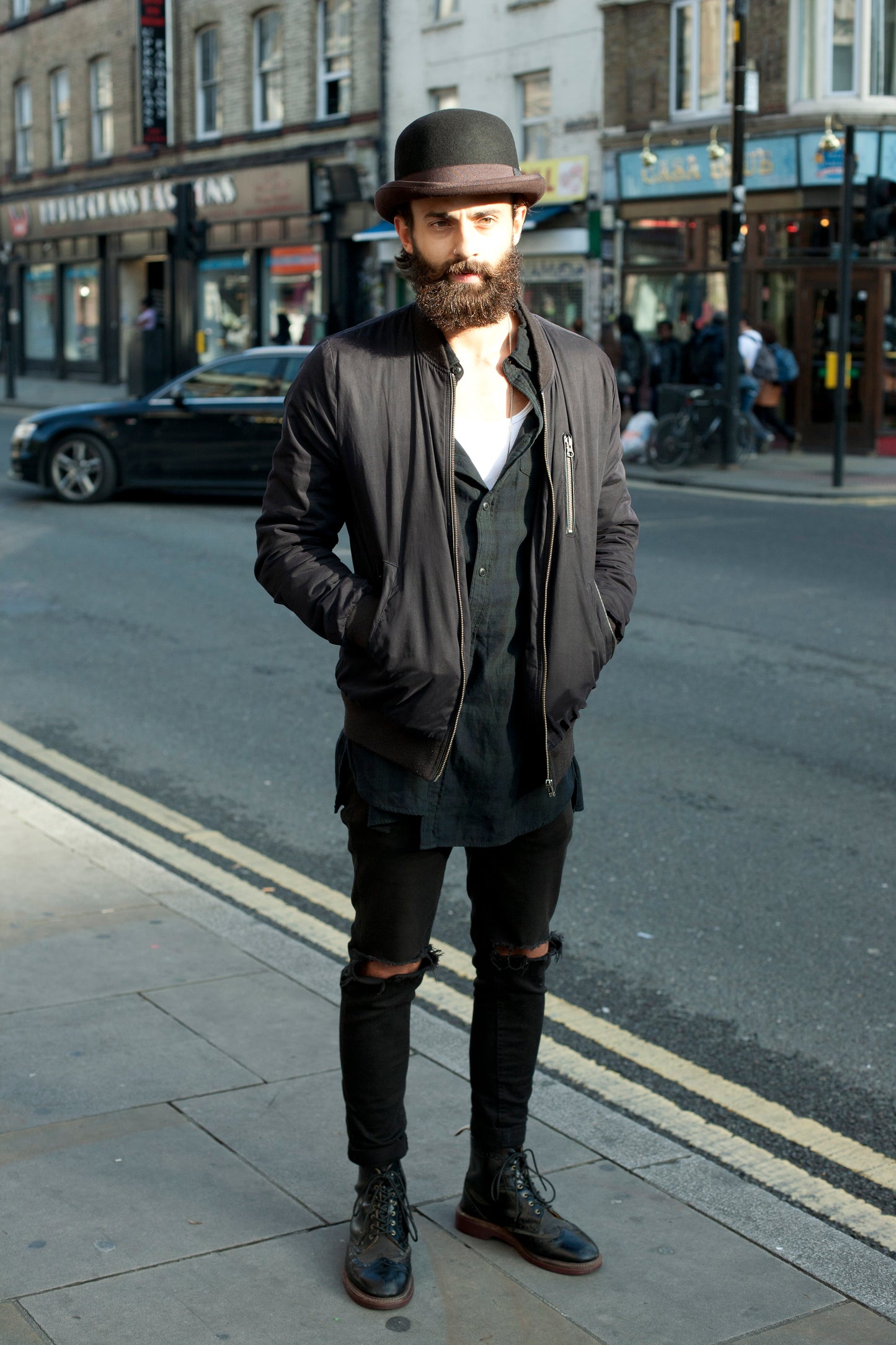 Brooke black/brown wool felt bowler derby hat