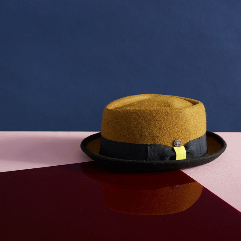 Jackson mustard wool felt porkpie hat