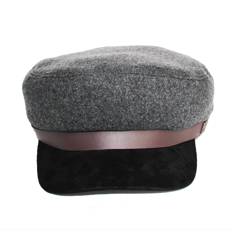 Jake brando fisherman's wool cap with leather peak - Ash