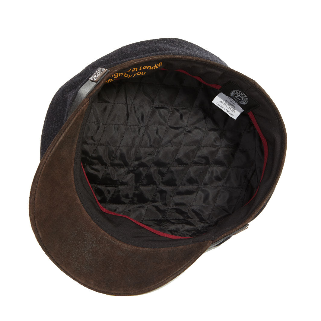 Jake brando fisherman's wool cap with leather peak - Charcoal
