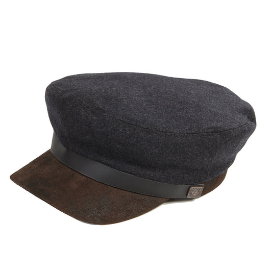 Jake brando fisherman's wool cap with leather peak - Charcoal