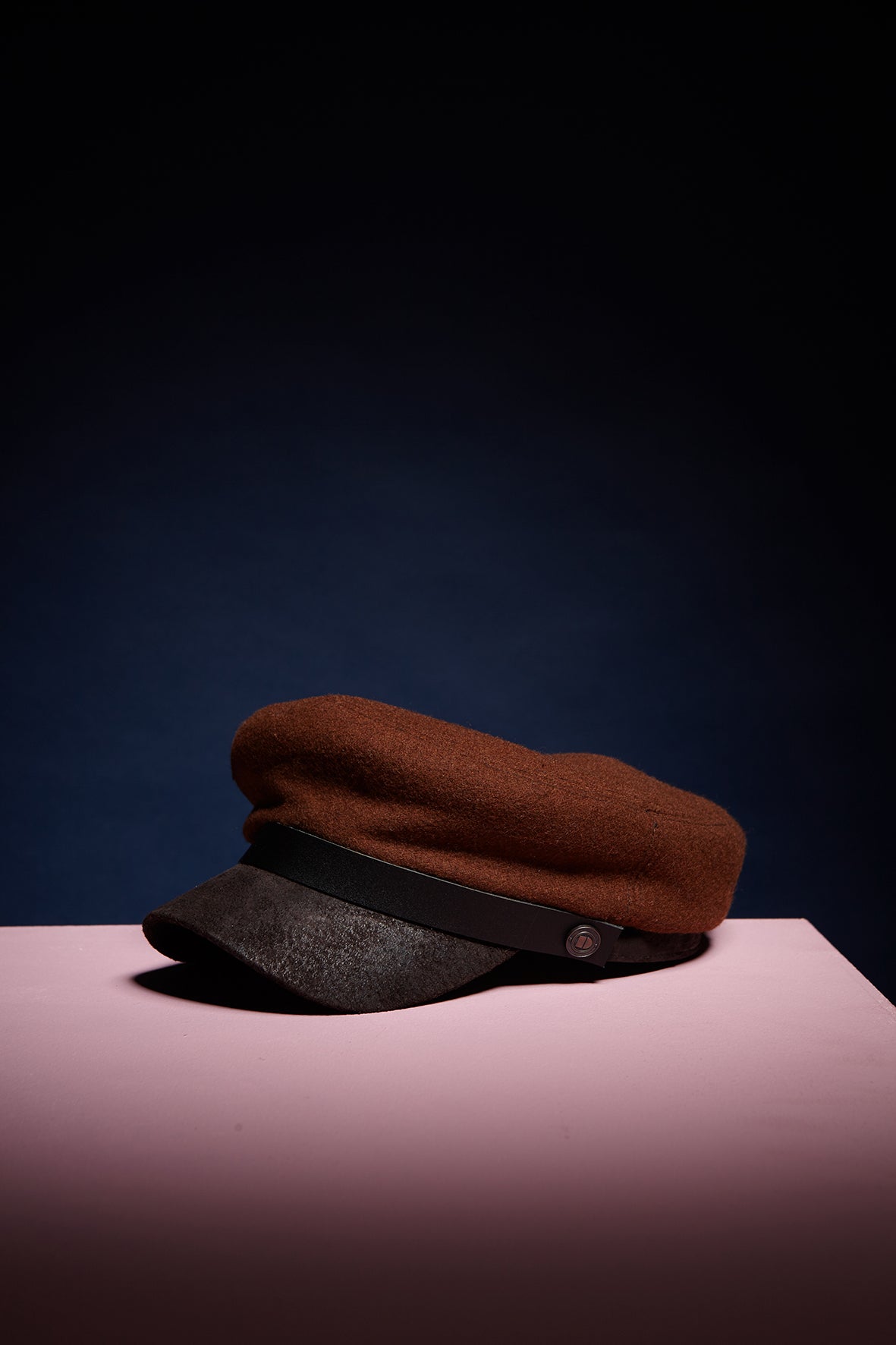 Jake brando fisherman's wool cap with leather peak - Pecan