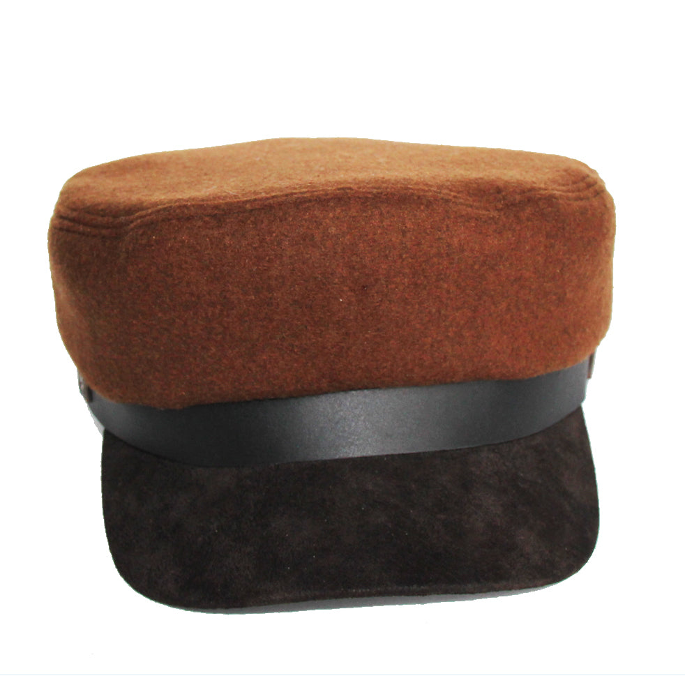 Jake brando fisherman's wool cap with leather peak - Pecan