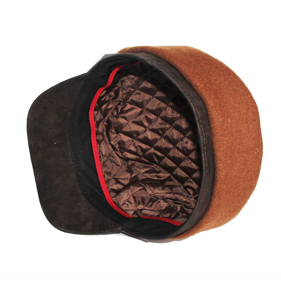 Jake brando fisherman's wool cap with leather peak - Pecan