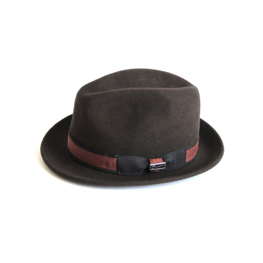 Robin wool felt two tone trilby fedora hat - Coffee