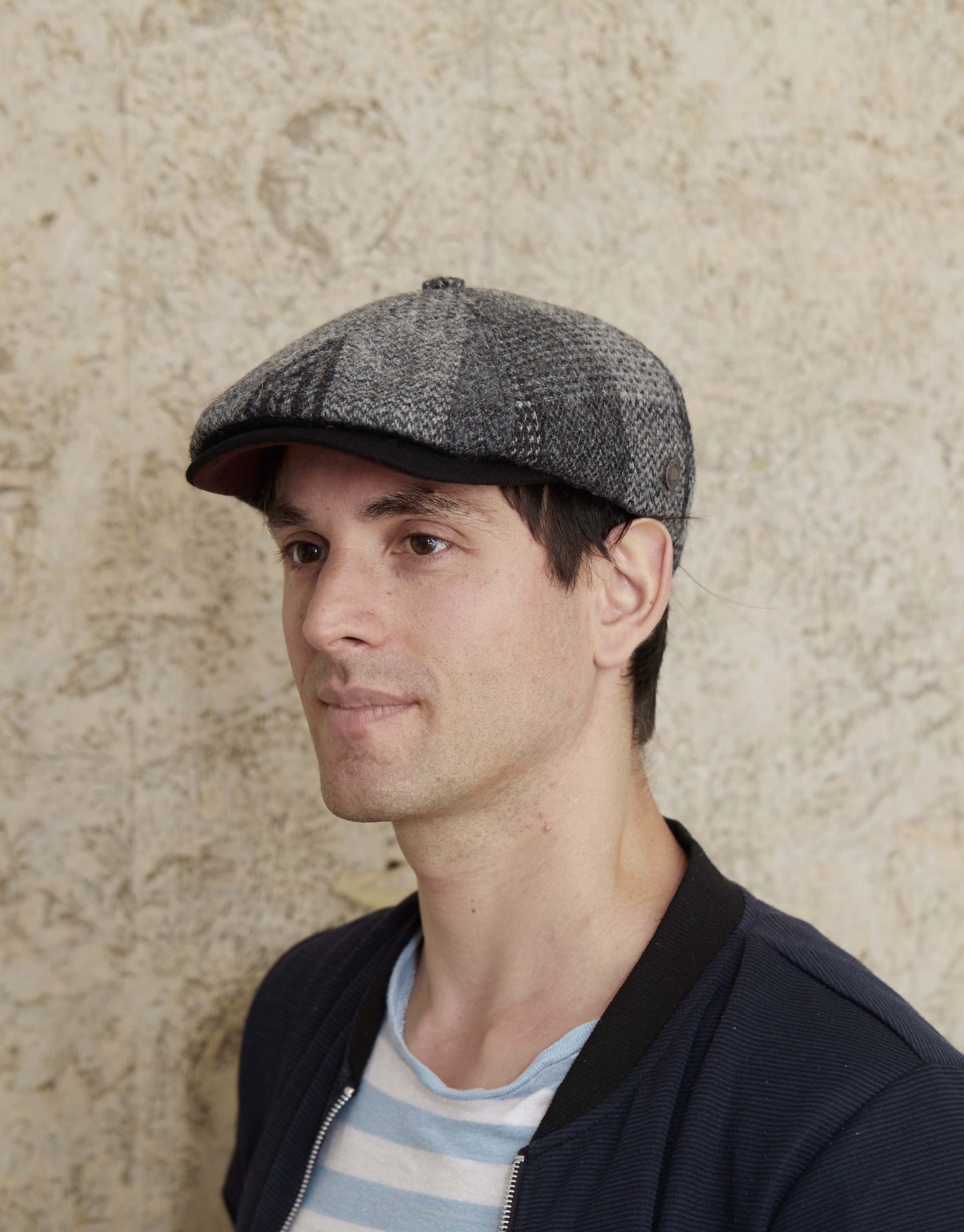 Aaron Harris Tweed wool cap with earflaps - Slate