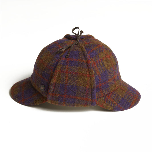 BLAKE Tweed wool Deerstalker, Made in Italy cap - Grape