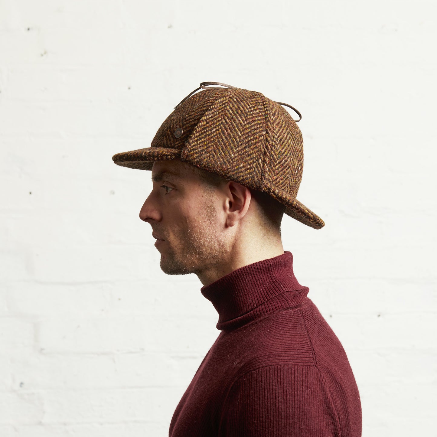 BLAKE Tweed wool Deerstalker, Made in Italy cap - Pecan