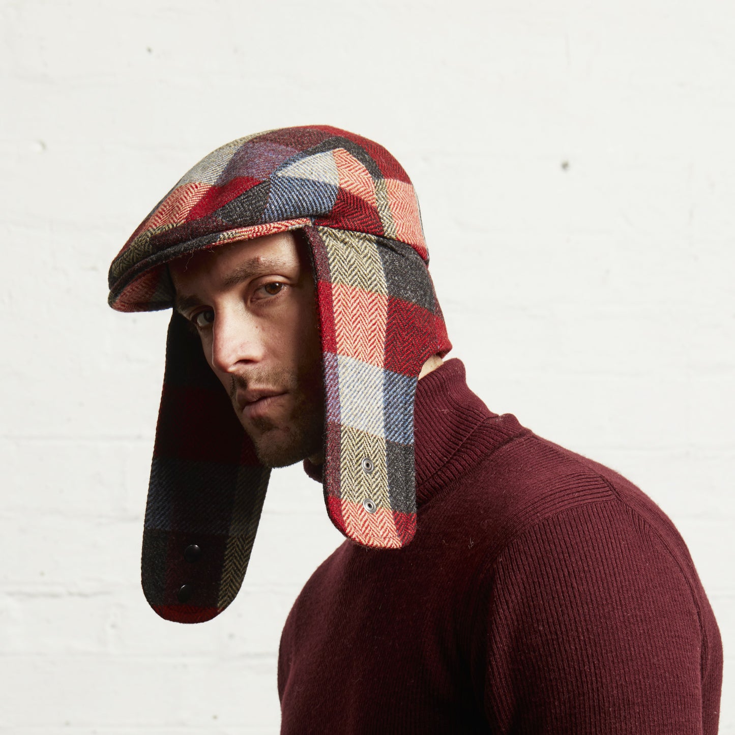 BLAKE Tweed wool Deerstalker, Made in Italy cap - Sunset