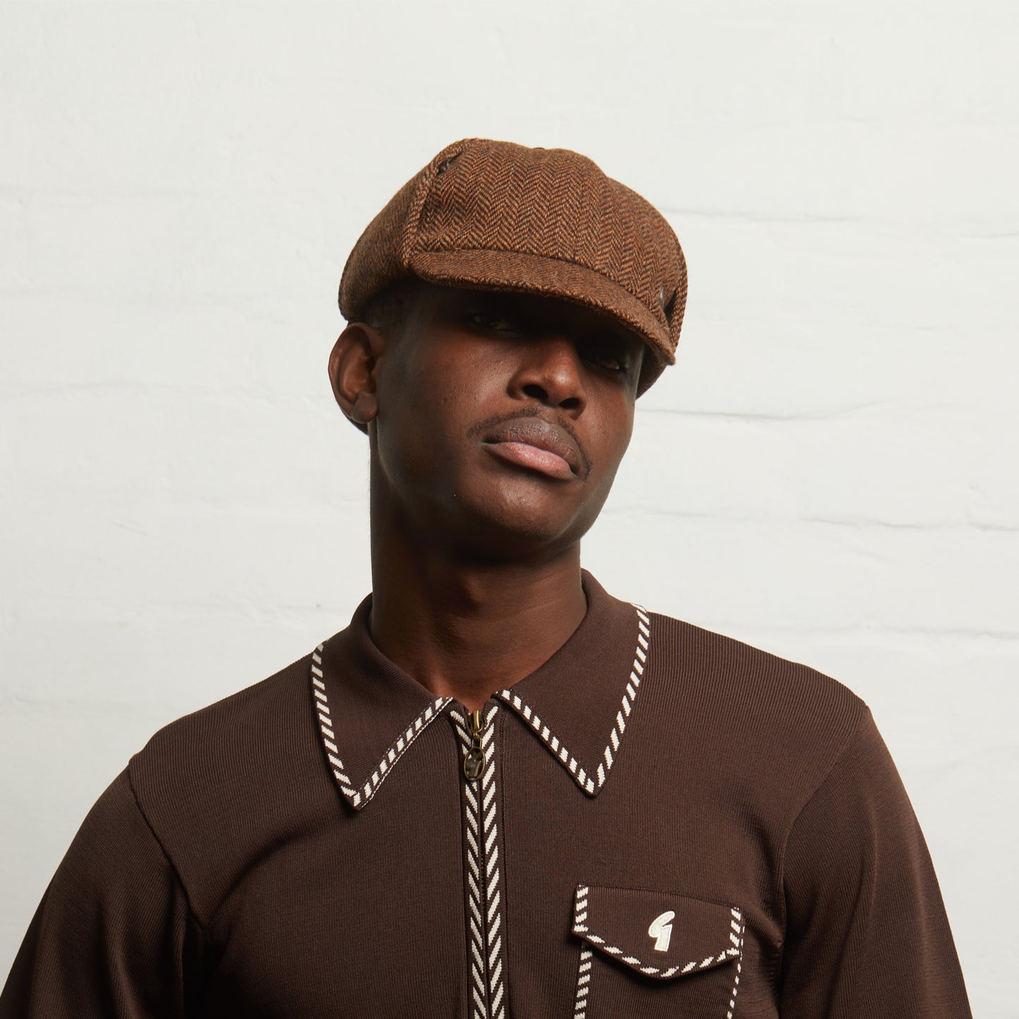 BLAKE Tweed wool Deerstalker, Made in Italy cap - Umber