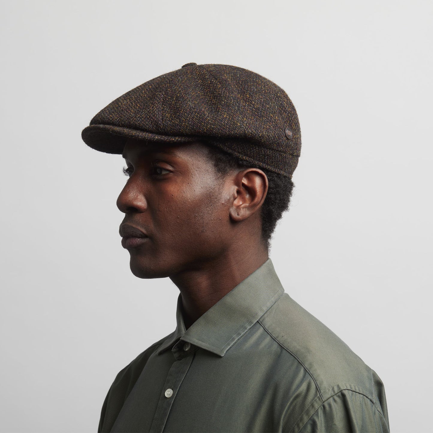 HARRISON - Chestnut - Harris Tweed Newsboy Cap