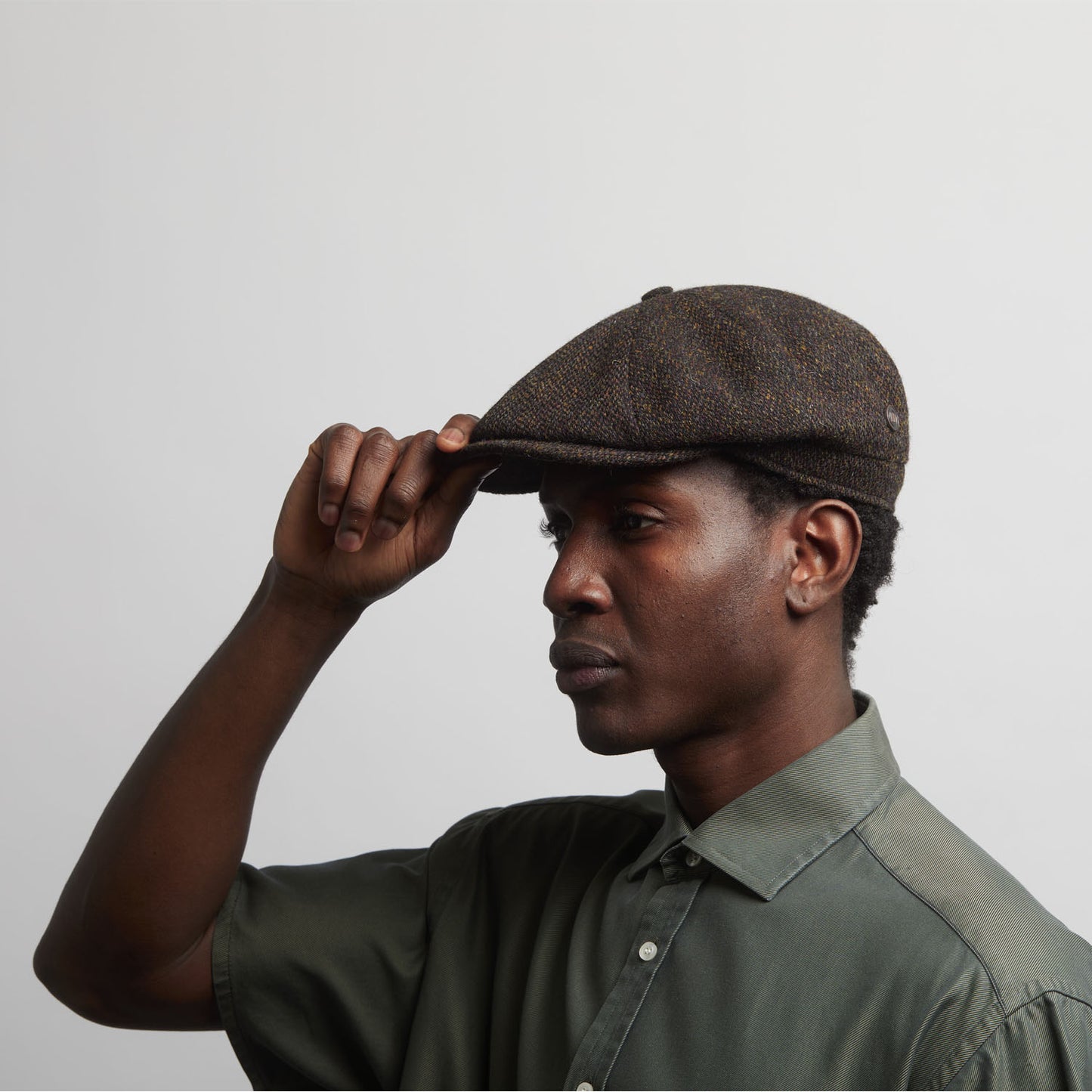 HARRISON - Chestnut - Harris Tweed Newsboy Cap
