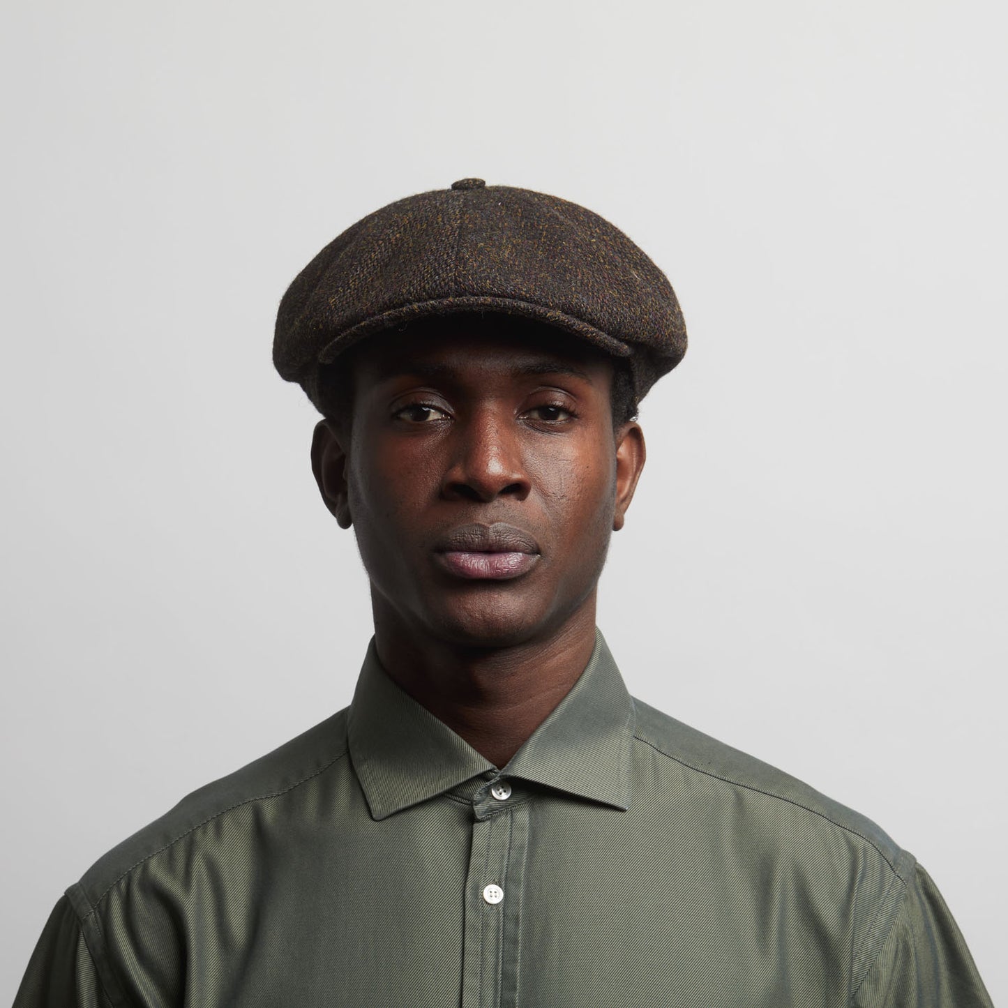 HARRISON - Chestnut - Harris Tweed Newsboy Cap