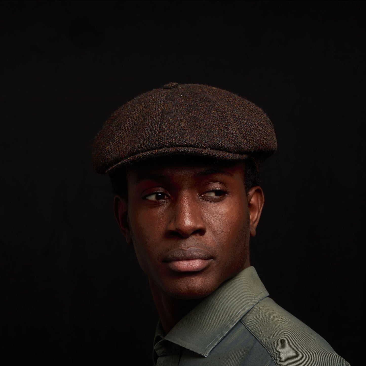 HARRISON - Chestnut - Harris Tweed Newsboy Cap
