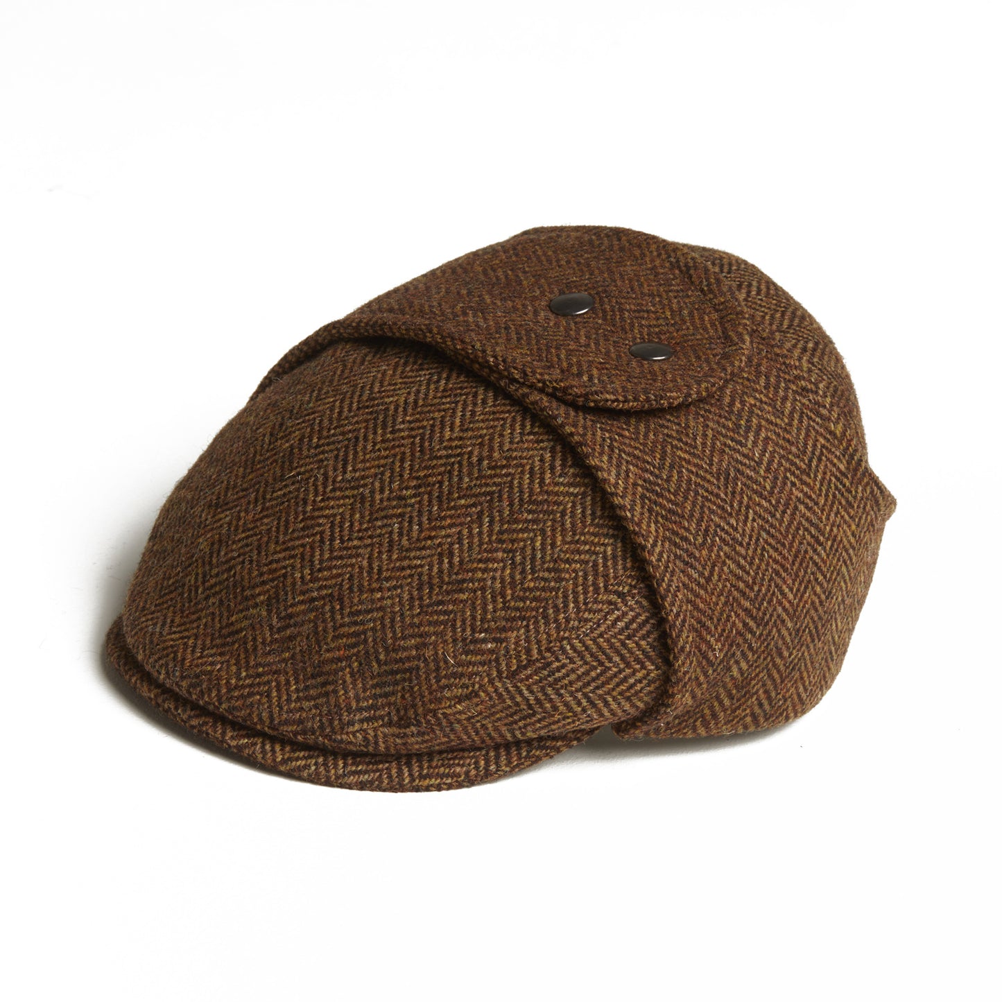 LOGAN tweed virgin wool cap with earflaps, Made in Italy cap - Chestnut