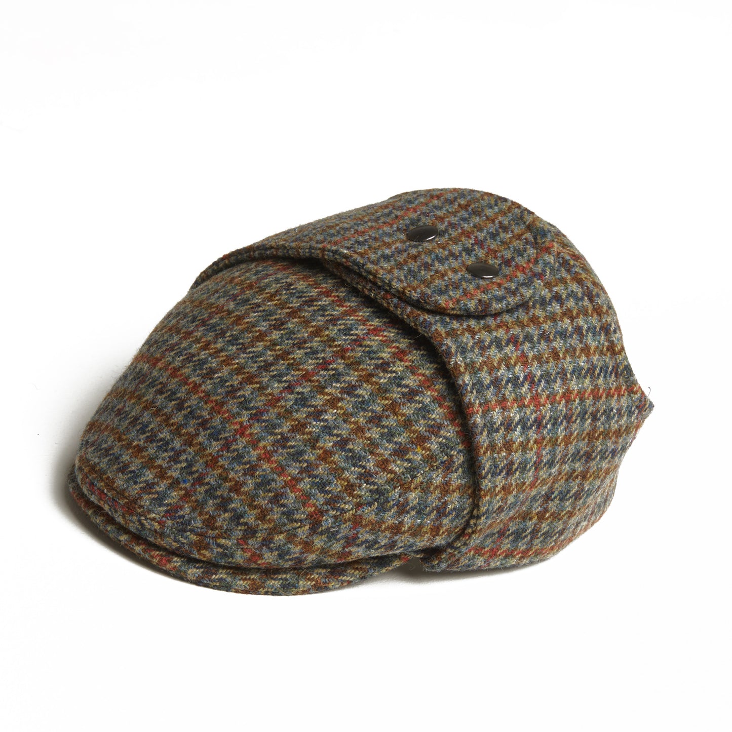 LOGAN tweed virgin wool cap with earflaps, Made in Italy cap - Forest