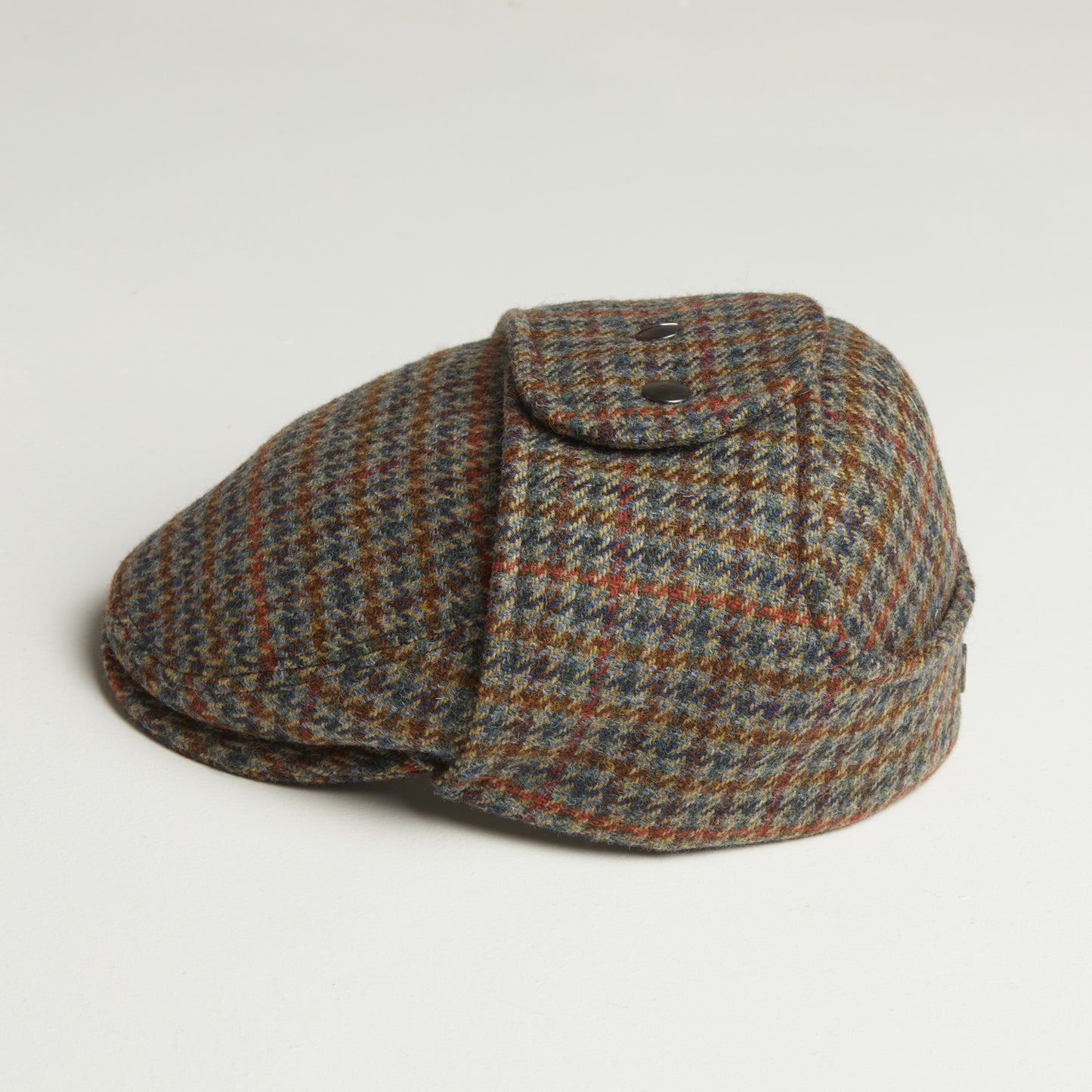 LOGAN tweed virgin wool cap with earflaps, Made in Italy cap - Forest