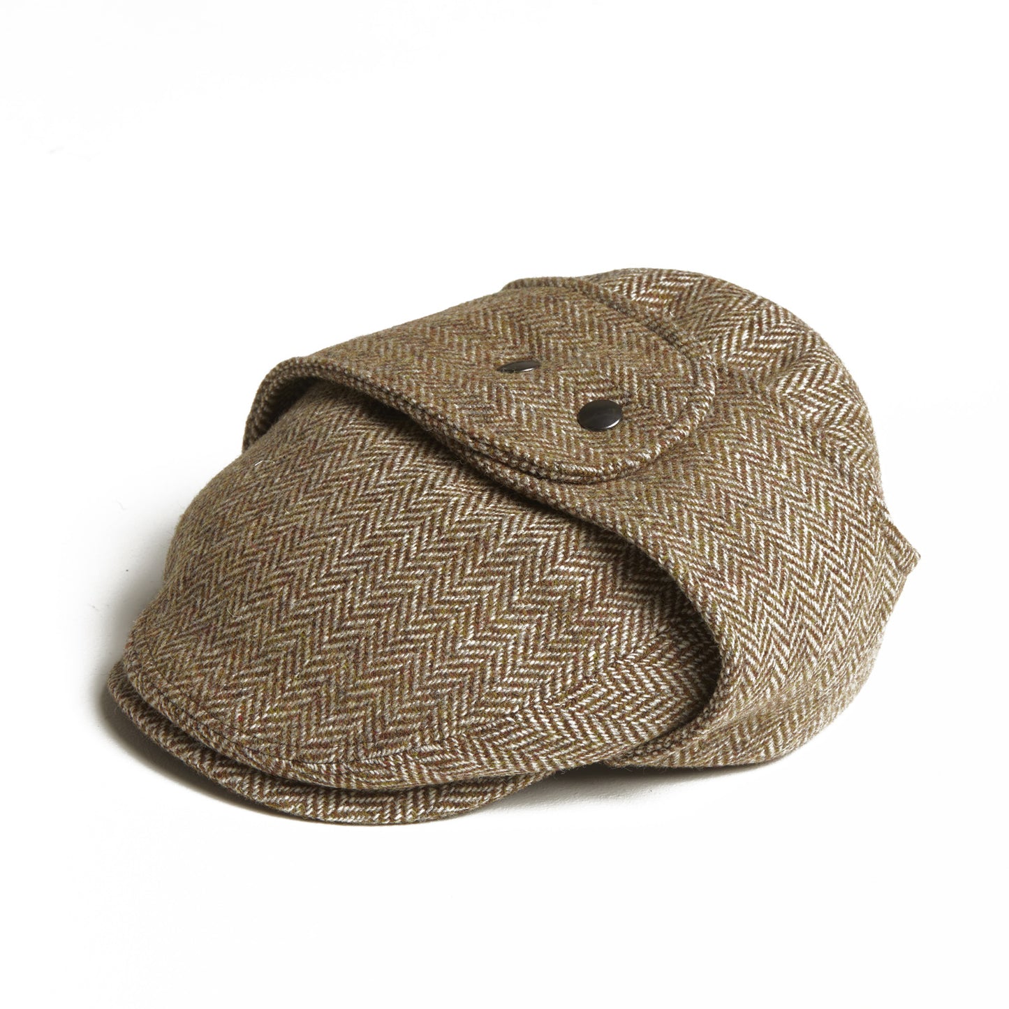 LOGAN tweed virgin wool cap with earflaps, Made in Italy cap - Heather
