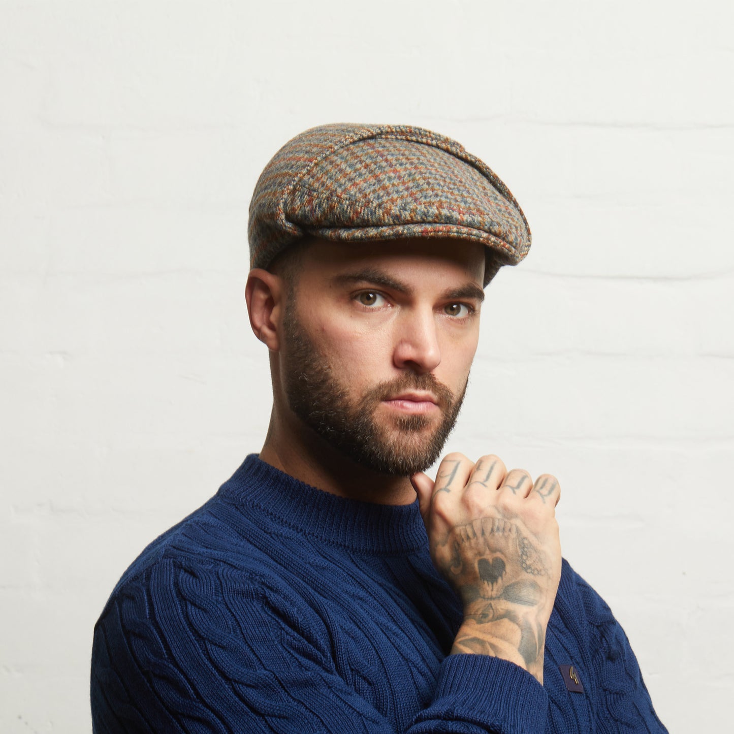 LOGAN tweed virgin wool cap with earflaps, Made in Italy cap - Heather