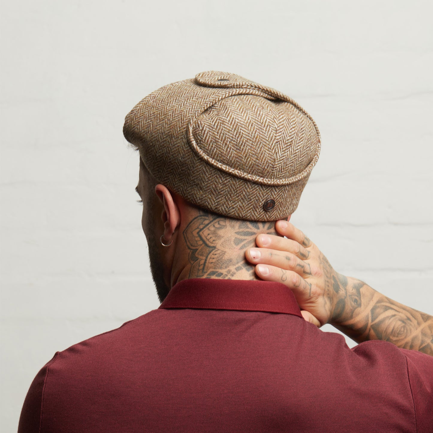 LOGAN tweed virgin wool cap with earflaps, Made in Italy cap - Heather