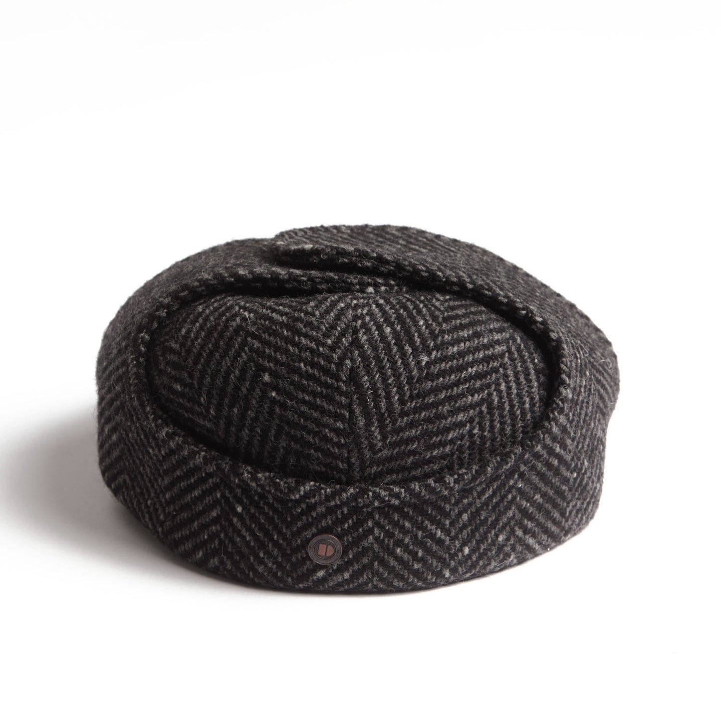 LOGAN tweed virgin wool cap with earflaps, Made in Italy cap - Charcoal